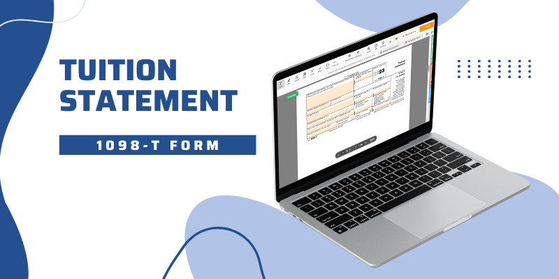 Form 1098-T on the laptop for online filling